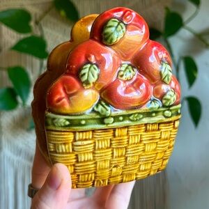 Vintage Ceramic Fruit Basket Napkin Holder Farmhouse Kitchen Decor Cottagecore